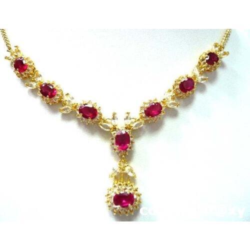 Women Gift word Love women Fashion Jewelry charming red zircon & 18 KGP necklace pendant natural Luxury Ms. girl Wedding Jewelry