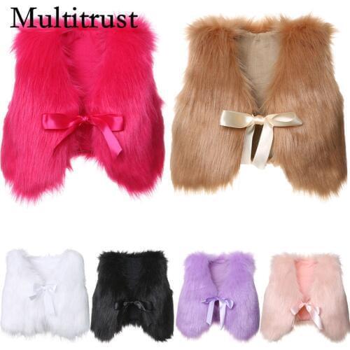 Citgeett Autumn NEW Baby Girl Faux Fur Vest Waistcoat Kid Warm Winter Jacket Outwear Solid Fashion Coat