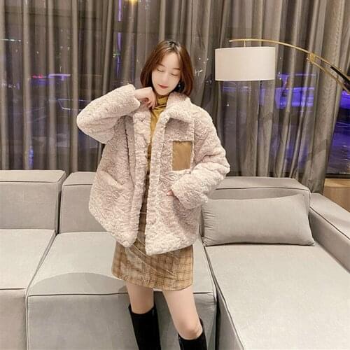 Winter Coat Women 2020 New Solid Faux Rabbit Fur Jacket Warm Thick Fashion Loose Plush Ladies Coat Faux Fur Coat Teddy Jacket