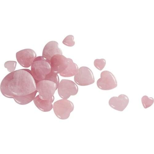 1PC Carved DIY Couple Palm Love Healing Gemstone Crystal Natural Rose Quartz Crafts Heart Pink Earrings Necklace Accessories