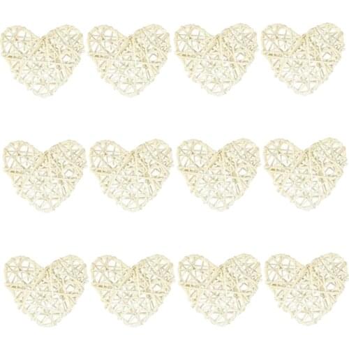 12Pcs Heart Shaped Wicker Balls Decorative Rattan Balls DIY Craft Hanging Balls for Wedding Christmas Party (2.4 In/6cm)