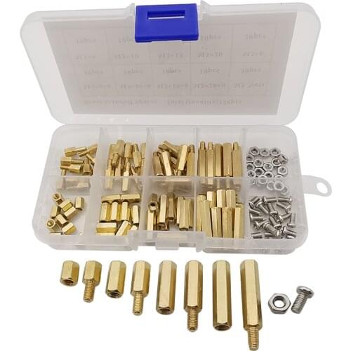 120Pcs/Box M3 Male Female Brass Standoff Spacer Hex Column Support Spacer Pillar M3 Screw Nut for PCB Board M3x6/10/15/20mm