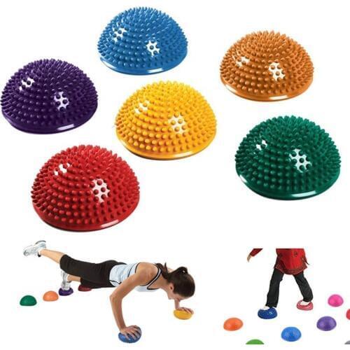 2Pcs Foot Point Massage Balls Anti-Slip 16cm Spiky Yoga Half Balls Stability Balance Trainer Pilates Fitness Exercise Euipment