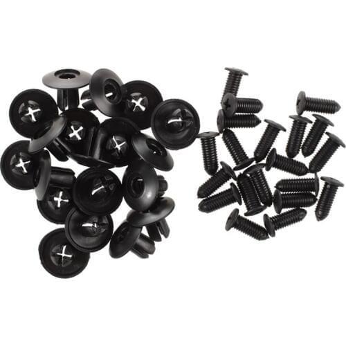 20 Pcs 8mm Hole Push in Expanding Screw Panel Clips Plastic Rivet Black