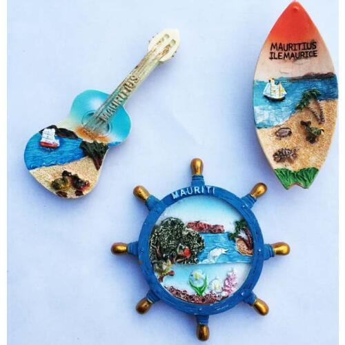 3 pieces / lot)Mauritius boat three-dimensional travel souvenir refrigerator stickers