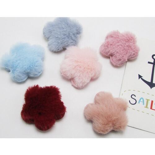 36pcs/lot 4cm plush flower Shape Padded appliques for headwear decoration handmade hair accessories