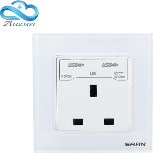 British standard Hong Kong and Macao standard wall socket tempered glass panel with USB mobile phone charging mode model 86 13A