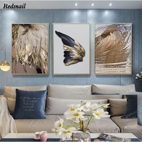 Feathers Diamonds Embroidery DIY Diamond painting 5D Full Drill mosaic cross-stitch unique golden wings wall art EE968