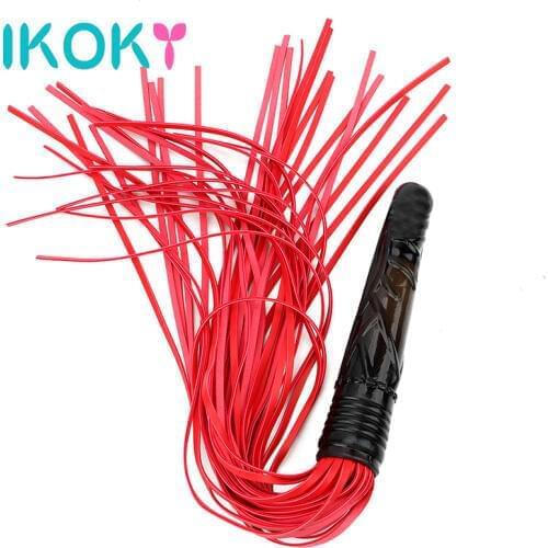 IKOKY Dildo Shape Handle Flirting Whip Adult product PU Leather Whip Adult Game Sex Toys for Couple SM Play Spanking Paddle