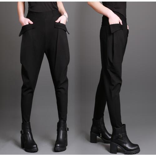 Hot Sale! New Spring Summer female harem pants casual trousers pants plus size big pockets harem pants trousers black