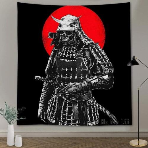 Gothic Skull Tapestry Asian Japan Samurai Ancient Weathered