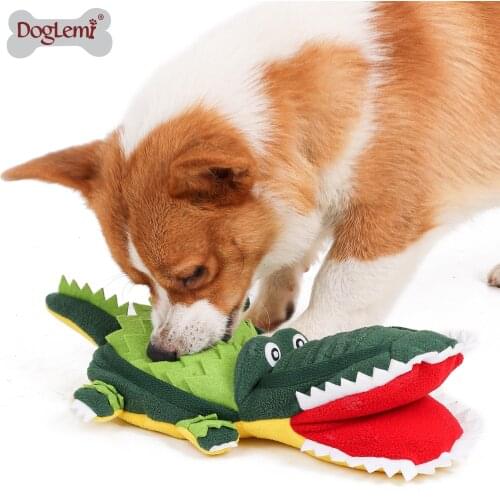 Dog Snuffling Toy Pet Snuffling Dental Care Chewing Plush Pet Toys Dog Foods Hiding Training Crocodile Model Drop Shipping