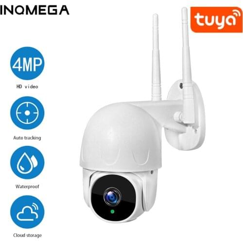 INQMEGA TUYA PTZ Smart Cloud Outdoor Auto Tracking 4MP IP Camera Google Home Alexa Video Surveillance CCTV Security Camera