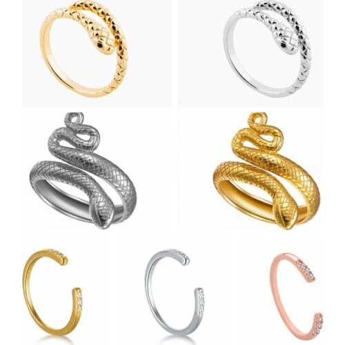 CANNER 925 Silver Finger Rings for Women Cute Snake Round Opening Ring 925 Silver Wedding Fine Jewelry Minimalist Gift Anillos