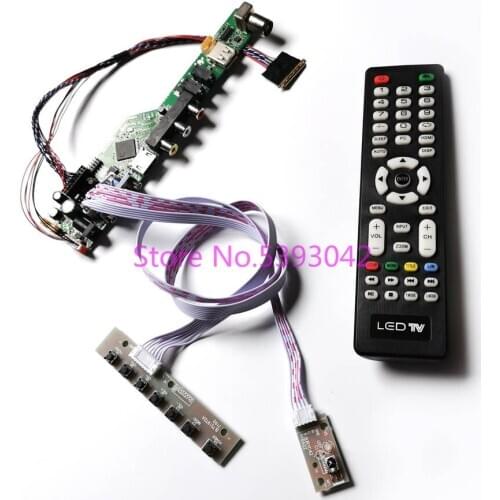 KIT for B156XTN02.2 B156XTN02.3 B156XTN02.4 LVDS remote+keyboard VGA USB AV LCD panel 40Pin 1366*768 TV control drive board