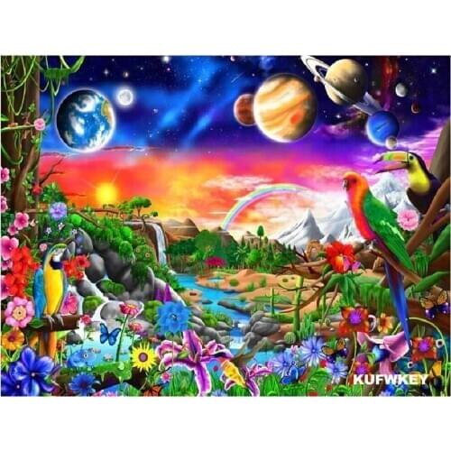 Cosmic forest birds nature scenery 5D Diy Diamond Painting compeltely Full SquareRound Mosaic Diamond Embroidery Accessories kit