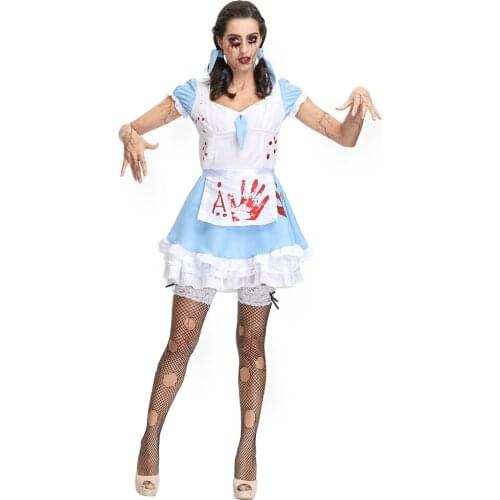 Halloween Costumes Horror Cos Bloody Maid Zombie Costume princess for Women Halloween Party Cosplay Fancy Dress