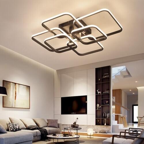 Square Circel Rings Chandelier For Living Room Bedroom Home AC85-265V Modern Led Ceiling Chandelier Lamp Fixtures