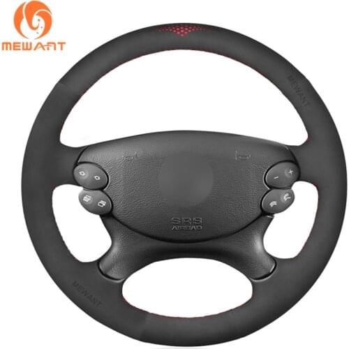 MEWANT Black Suede Car Steering Wheel Covers for Mercedes Benz E-Class W211 CLK-Class C209 A209 CLS-Class C219 W463 2002-2012