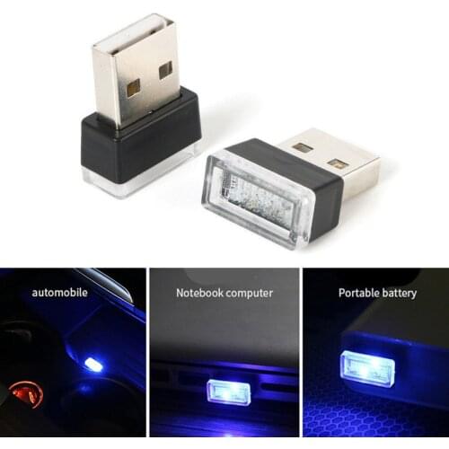 Car USB Mini Blue LED Light Ambient Neon Atmosphere Bulb Auto Interior Decorative Lamp Portable Laptop Lights