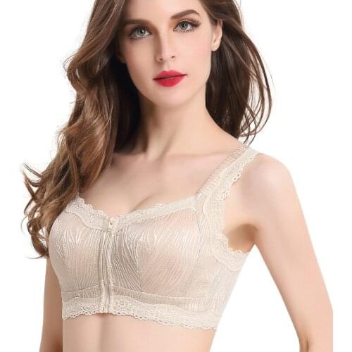 Fashionable simple natural front zipper pure cotton comfortable breathable tube top sports sleep sexy lace No steel ring bra
