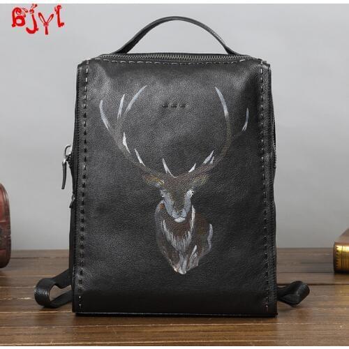 Genuine leather Mens Backpack Men Retro Casual Travel Bag Leather First Layer Cowhide Computer Backpack Korean Tide School Bags