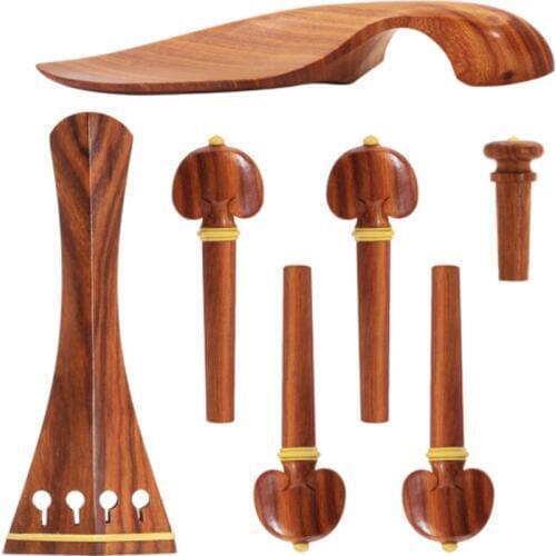 4/4 Violin Kit Full Size Violin Accessories Rosewood Violin Peg Tailpiece Chin Rest End Pin (4/4)