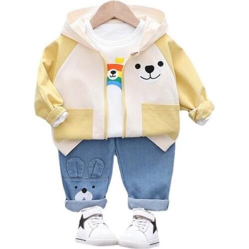 New Autumn Baby Boys Girls Clothes Fashion Children Hooded Jacket T-Shirt Pants 3Pcs/Sets Toddler Sports Costume Kids Tracksuits