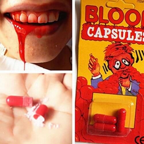 Pizies 6 pcs/2Set Blood Pill Trick Toys Whimsy Prop Vomiting Blood Capsules Vampire Horror Funny Halloween Joke Prank Trick