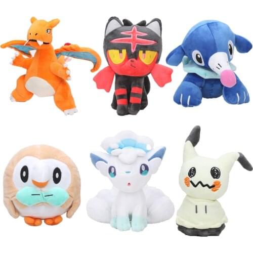 18-28cm Anime Pokemon plush toy Charizard Eevee Litten Rowlet Popplio Alola Vulpix Mimikyu Plush Toy stuffed Doll for Kids
