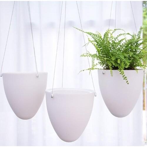 Chain Hanging Planters Flower Pot Basket Imitation Rattan Weaving Garden Pot Office Hydroponic Plants Convenient