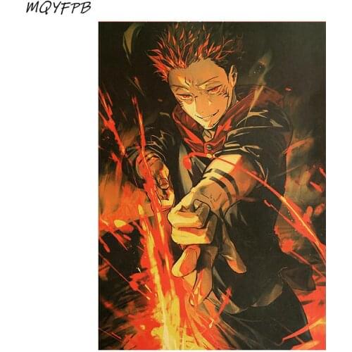 Anime Jujutsu Kaisen Itadori Yuji Kraft Paper Poster Home Room Bedroom Wall Decoration Painting Core 50.5x35cm