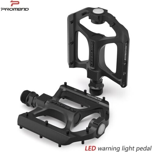 Promend MTB Bike pedal 16 pin Flat pedal LDE warning Light DU bearing anti slip aluminum alloy Bigfoot pedals MTB Bicycle parts