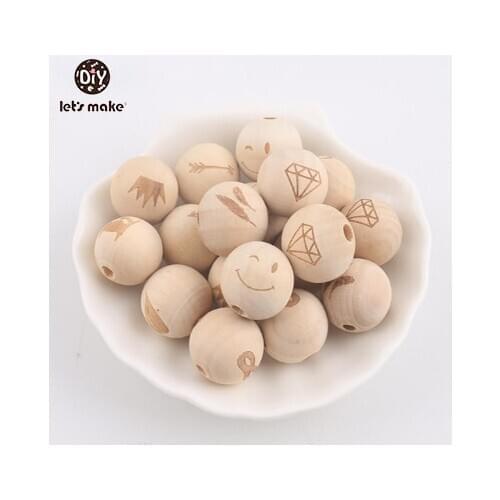 Lets Make Baby Teether 10pc Maple Wooden Beads Heart Star Food Grade Wooden Teether Nursing Gifts Teething Toys Baby Product