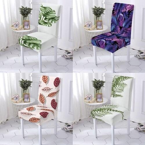 Plant Flower Dining Chair Cover Spandex Stretch Chair Cover Green Leaf Stretch Chair Cover Wedding Hotel Banquet Restaurant 1pc