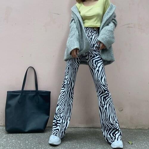 Zebra Animal Print Elegant Pants Capris Harajuku High Waist Trousers Ladies Casual Office Pants Women Summer Thin Streetwear