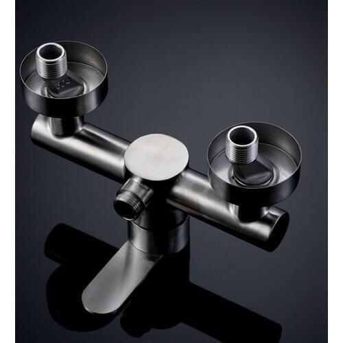 SHGO HOT-Bathroom Bathtub Hot and Cold Shower Faucet Valve Mixer Wall-Mounted Stainless Steel Washbasin Faucet