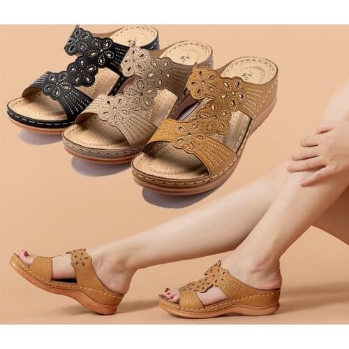 Summer ladies sequin wedge slippers slip thick slippers soft and comfortable casual shoes outdoor beach sandals
