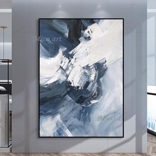 Modern Sea Wave Canvas Picture Art Pure Handmade Knife Abstract Oil Painting Large Size No Frame Living Room Decor Wall Art