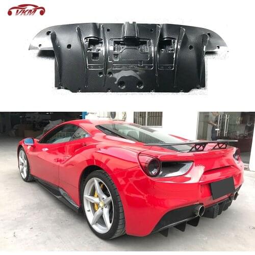Dry Carbon Fiber Material Rear Bumper Lip Diffuser FRP Unpainted Black Bumper Cover case for Ferrari 488 N Style 2015-2018