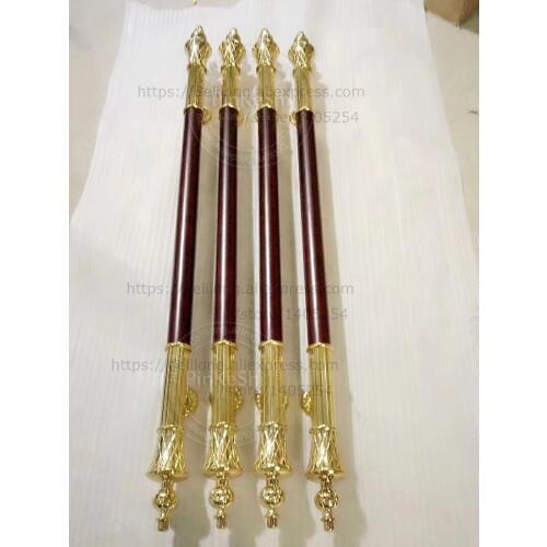 Shinning gold color glass door wooden door stainless steel handles, middle wood material