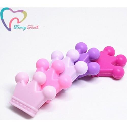 Teeny Teeth 5 PCS 100% Food Grade Fuchsia Crown Shape Silicone Beads Infant Baby Chewing Jewelry Accessories For DIY Teether Toy