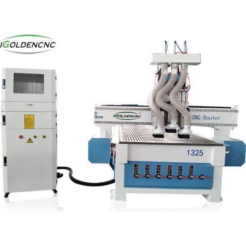 Three Spindle ATC Pneumatic multi-spindles CNC Router Machine 1325 Woodworking Machinery for Balsa Wood Cutter