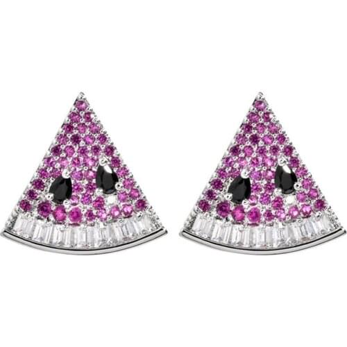 A brilliant piece of watermelon micro-inserted zircon earrings suitable for women/girls wedding party jewelry earrings ER-357
