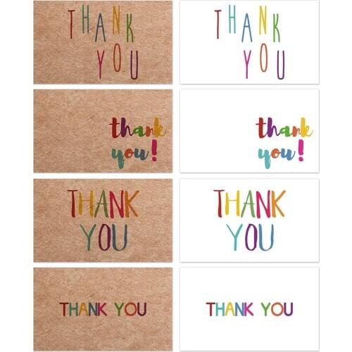 30Pcs Colorful Thank You Cards Kraft Paper Label For Wedding Decor Card For Small Business Give A Gift Card School Children Gift
