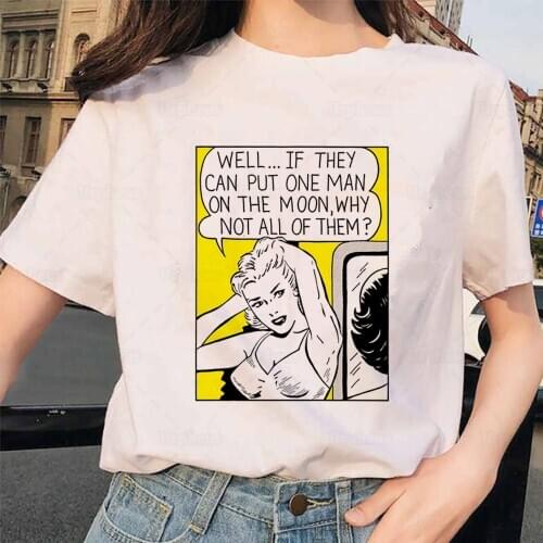 100% Cotton 90s 80s Retro Funny T Shirt Put One on The Moon Why Not All of Them Sarcastic Saying Shirt Harajuku Style Top Tees