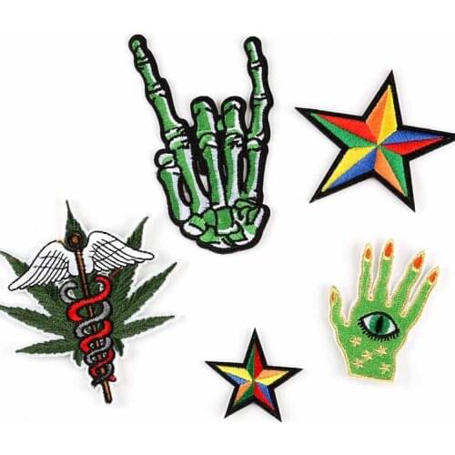 Green Hand With Eye Zombie Fingers Iron On Embroidered Clothes Patches For Clothing Stickers Garment Apparel Accessories