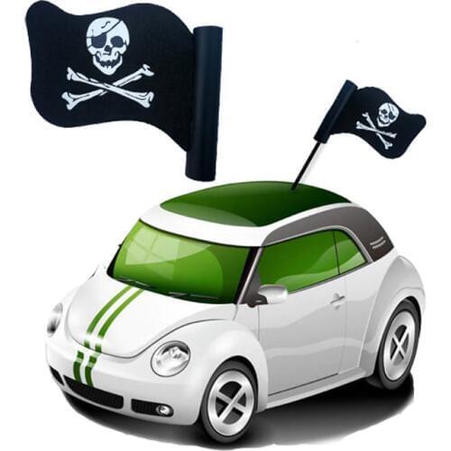 1pcs Black Skull FlagAerial topper Mickey Antenna Balls For Car roof Decoration Cute Funny Cartoon Foam Lovely Exterior FPV