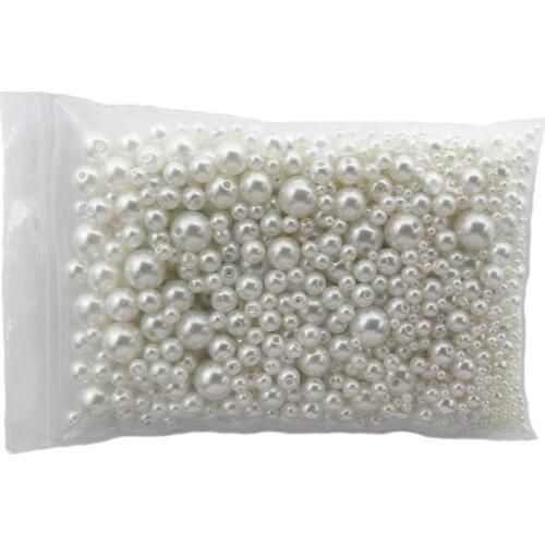 1200 PCS Mixed size Pearl Imitation Round Beads Pure white Dia Suitable for DIY jewelry accessories 018008099