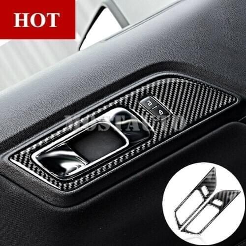 For Ford Mustang Carbon Fiber Car Door Handle Frame Trim Cover 2015-2019 2pcs Car Decor Car Trim